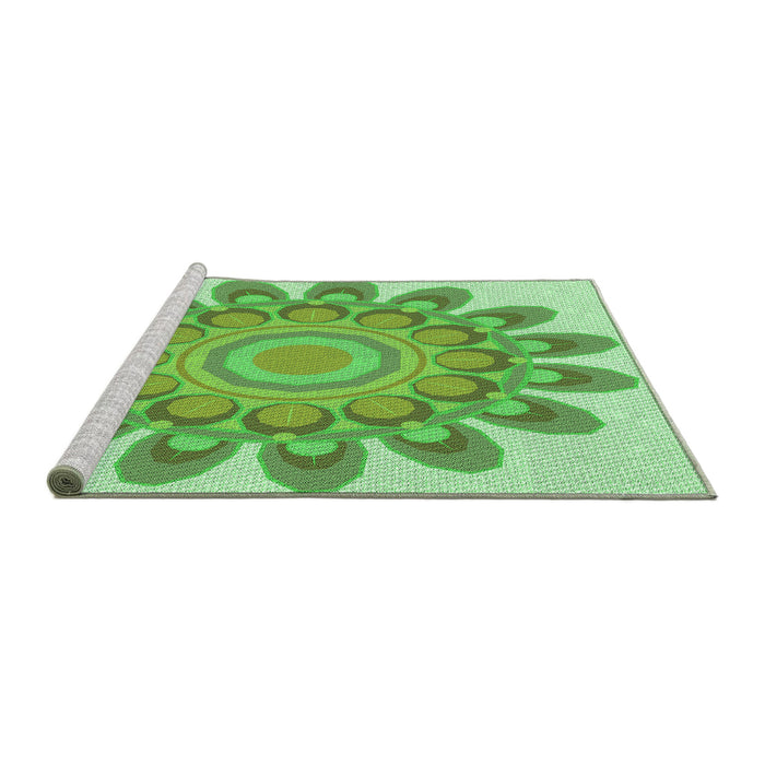 Sideview of Machine Washable Transitional Jade Green Rug, wshpat1907grn