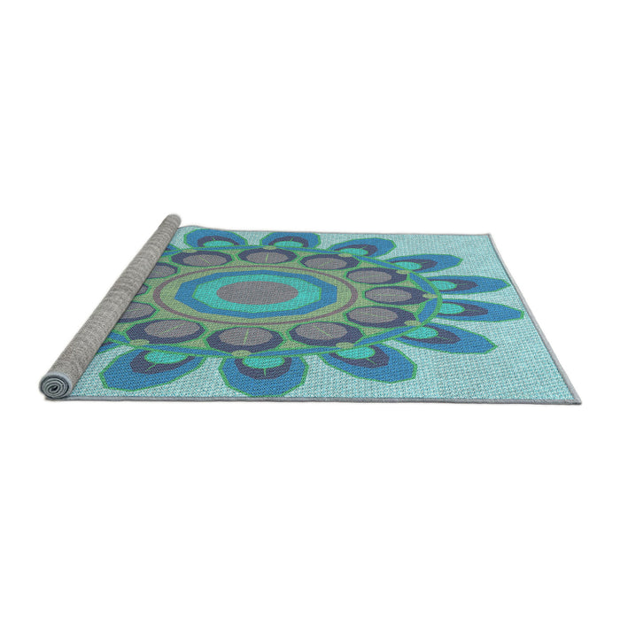 Sideview of Machine Washable Transitional Blue Ivy Blue Rug, wshpat1907lblu
