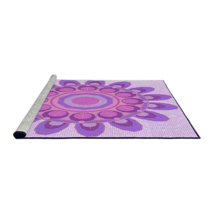 Sideview of Machine Washable Transitional Blossom Pink Rug, wshpat1907pur
