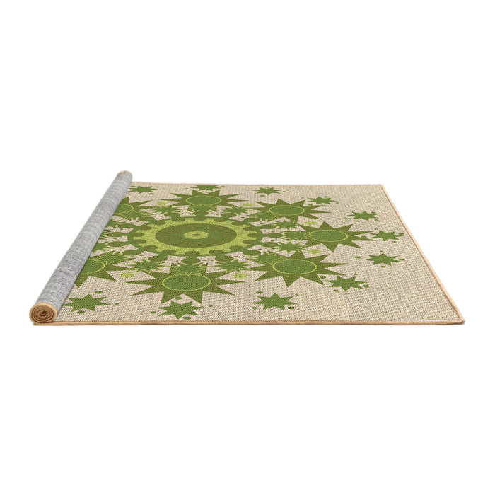 Sideview of Machine Washable Transitional Khaki Gold Rug, wshpat1908brn