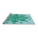 Sideview of Machine Washable Transitional Blue Rug, wshpat1908lblu