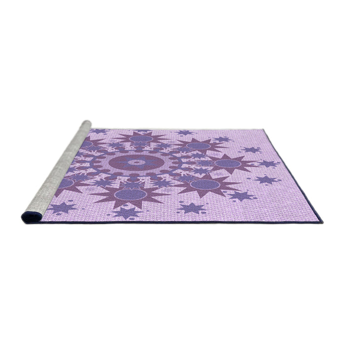 Sideview of Machine Washable Transitional Blossom Pink Rug, wshpat1908pur