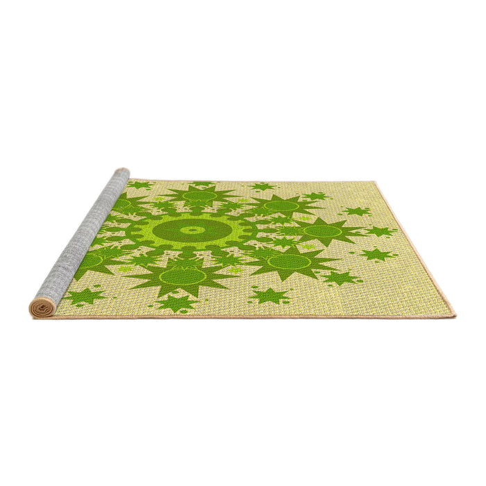 Sideview of Machine Washable Transitional Pistachio Green Rug, wshpat1908yw
