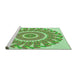 Sideview of Machine Washable Transitional Green Rug, wshpat1909grn