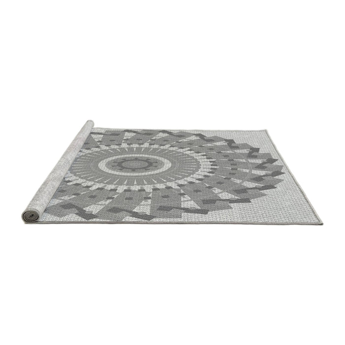 Sideview of Machine Washable Transitional Gunmetal Gray Rug, wshpat1909gry