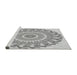 Sideview of Machine Washable Transitional Gunmetal Gray Rug, wshpat1909gry