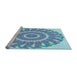 Sideview of Machine Washable Transitional Silk Blue Rug, wshpat1909lblu