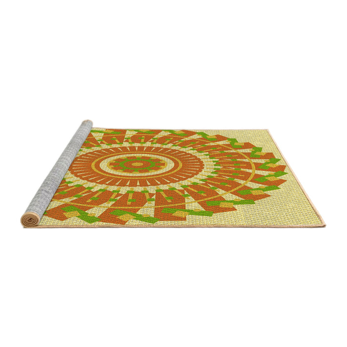 Sideview of Machine Washable Transitional Neon Orange Rug, wshpat1909yw