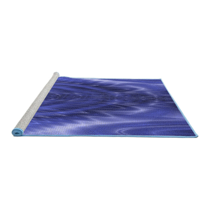 Sideview of Machine Washable Transitional Cobalt Blue Rug, wshpat191blu