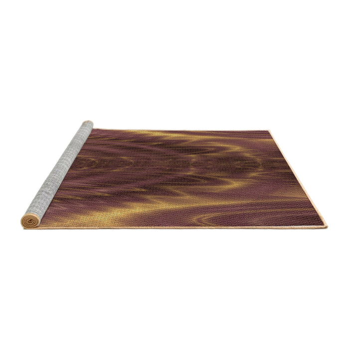 Sideview of Machine Washable Transitional Chestnut Red Rug, wshpat191brn