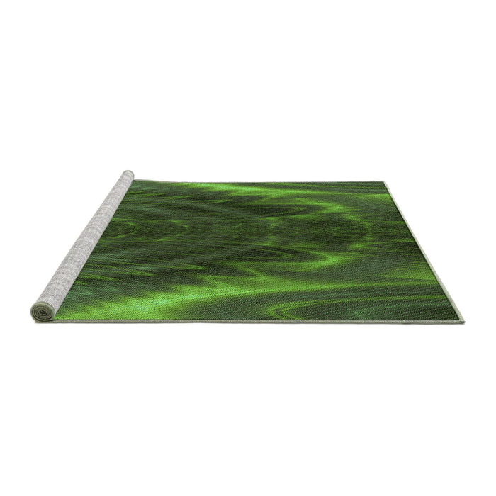 Sideview of Machine Washable Transitional Dark Lime Green Rug, wshpat191grn