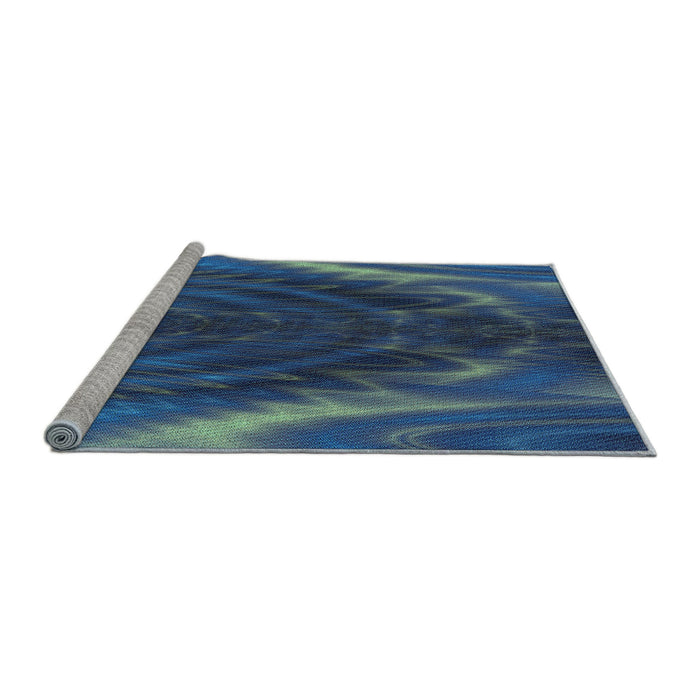 Sideview of Machine Washable Transitional Blue Ivy Blue Rug, wshpat191lblu