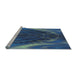 Sideview of Machine Washable Transitional Blue Ivy Blue Rug, wshpat191lblu