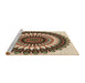 Sideview of Machine Washable Transitional Brown Rug, wshpat1910brn