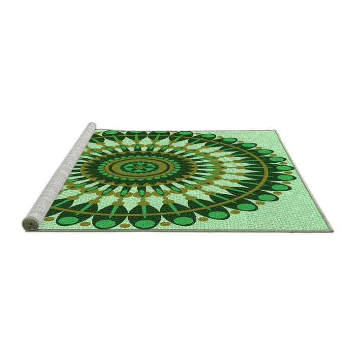 Sideview of Machine Washable Transitional Pastel Green Rug, wshpat1910grn