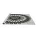 Sideview of Machine Washable Transitional Platinum Silver Gray Rug, wshpat1910gry