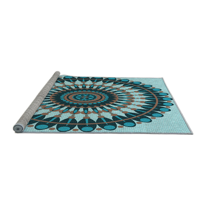 Sideview of Machine Washable Transitional Blue Rug, wshpat1910lblu