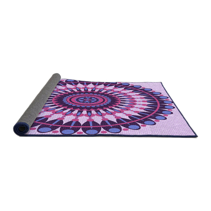 Thickness of Patterned Dark Magenta Purple Rug, pat1910pur