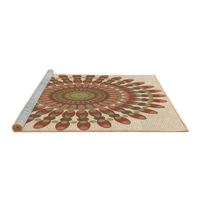 Sideview of Machine Washable Transitional Red Rug, wshpat1911brn