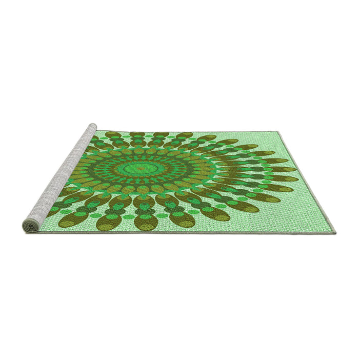 Sideview of Machine Washable Transitional Dark Lime Green Rug, wshpat1911grn