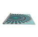 Sideview of Machine Washable Transitional Blue Rug, wshpat1911lblu