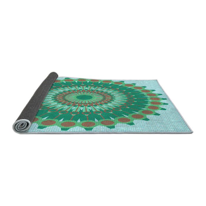 Thickness of Patterned Dull-Sea Green Rug, pat1912lblu