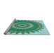 Serging Thickness of Machine Washable Transitional Dull-Sea Green Rug, wshpat1912lblu