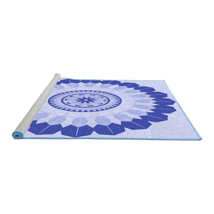 Sideview of Machine Washable Transitional Blue Rug, wshpat1913blu