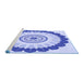 Sideview of Machine Washable Transitional Blue Rug, wshpat1913blu