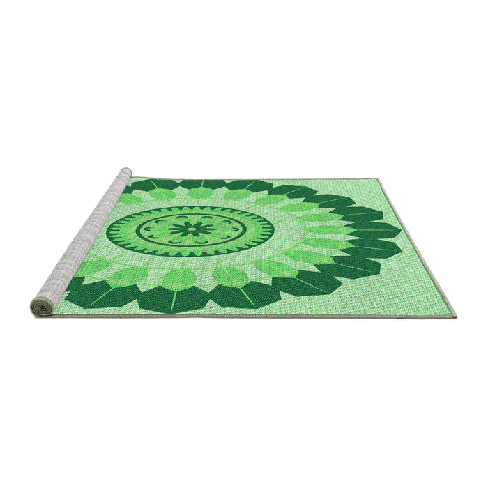Sideview of Machine Washable Transitional Jade Green Rug, wshpat1913grn