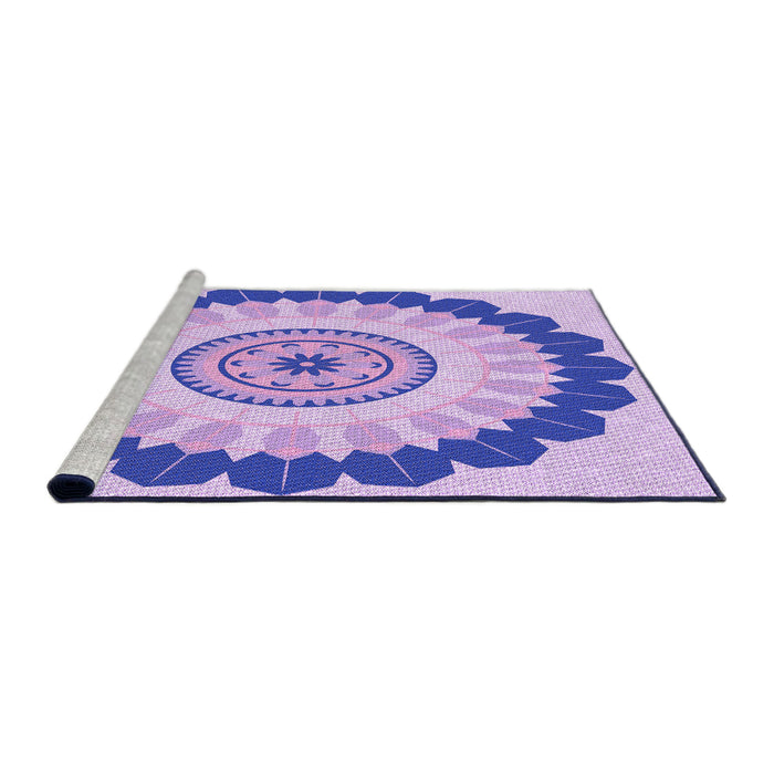 Sideview of Machine Washable Transitional Blossom Pink Rug, wshpat1913pur