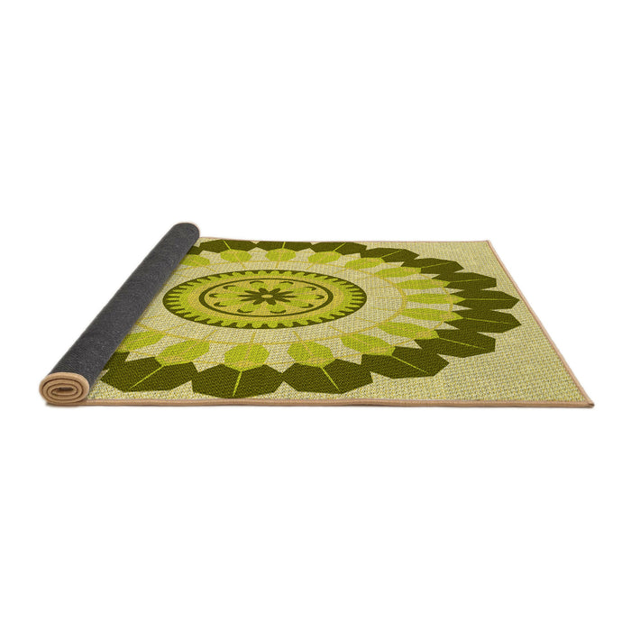 Thickness of Patterned Dark Yellow Green Rug, pat1913yw