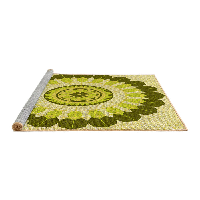 Sideview of Machine Washable Transitional Dark Yellow Green Rug, wshpat1913yw