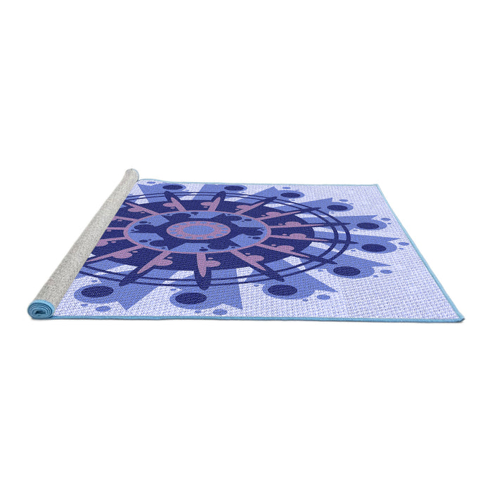 Sideview of Machine Washable Transitional Royal Blue Rug, wshpat1914blu