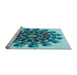 Sideview of Machine Washable Transitional Glacial Blue Ice Blue Rug, wshpat1914lblu