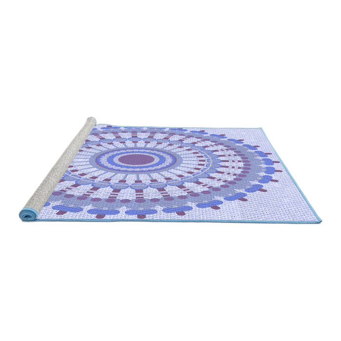 Sideview of Machine Washable Transitional Blue Rug, wshpat1915blu