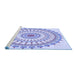 Sideview of Machine Washable Transitional Blue Rug, wshpat1915blu