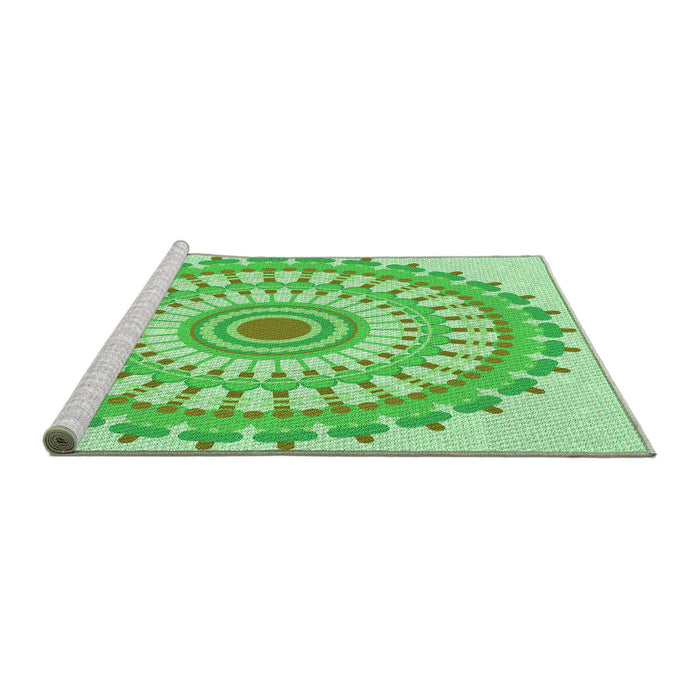 Sideview of Machine Washable Transitional Green Rug, wshpat1915grn