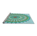 Sideview of Machine Washable Transitional Seafoam Green Rug, wshpat1915lblu