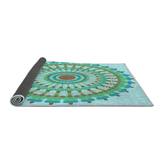 Thickness of Patterned Seafoam Green Rug, pat1915lblu