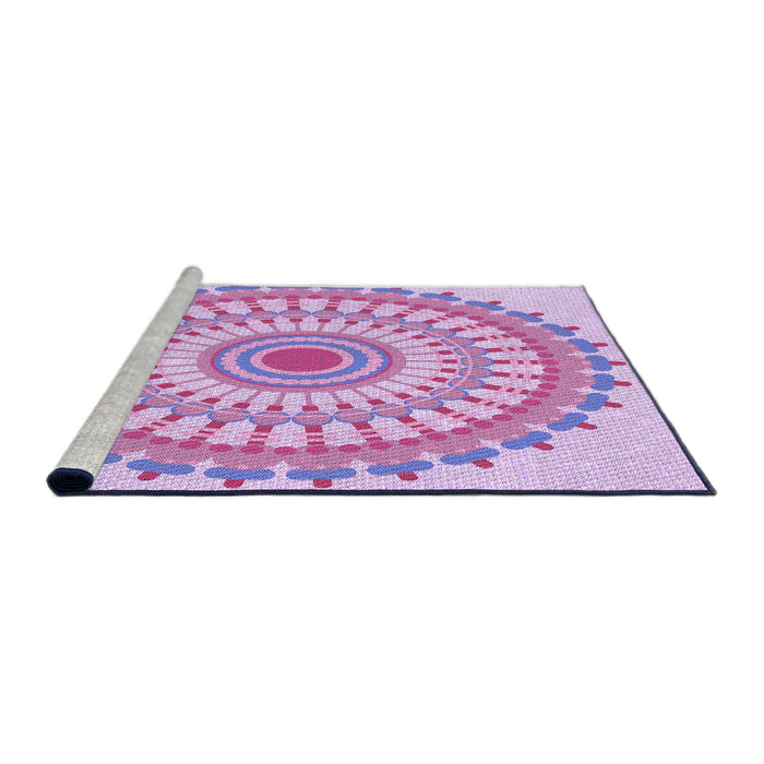 Sideview of Machine Washable Transitional Blossom Pink Rug, wshpat1915pur