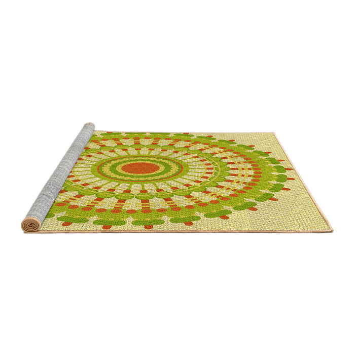 Sideview of Machine Washable Transitional Caramel Brown Rug, wshpat1915yw