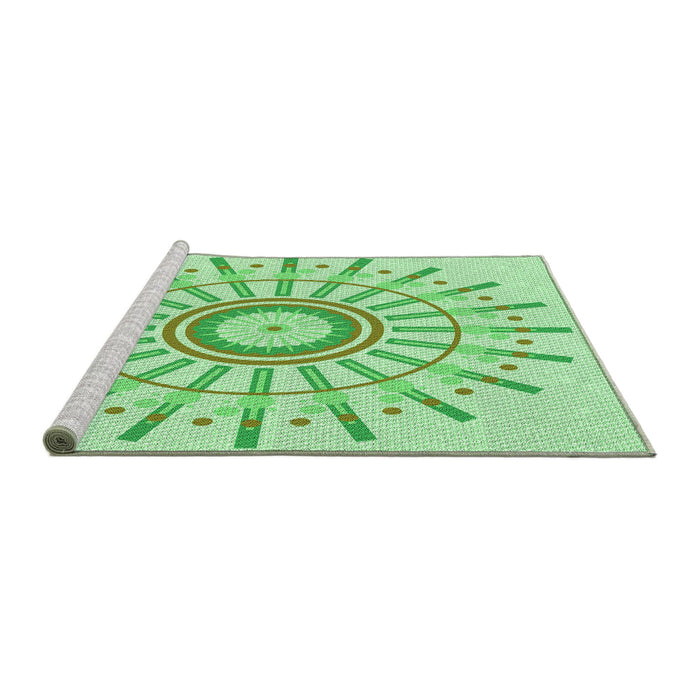 Sideview of Machine Washable Transitional Green Rug, wshpat1916grn