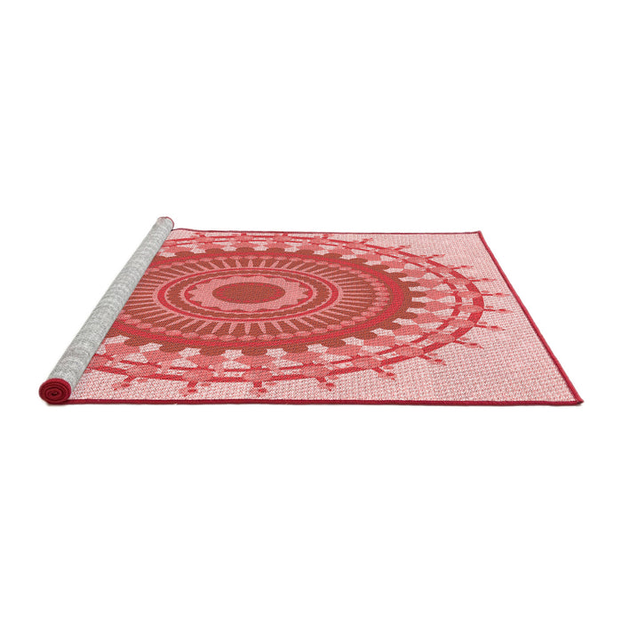 Sideview of Machine Washable Transitional Deep Rose Pink Rug, wshpat1917rd