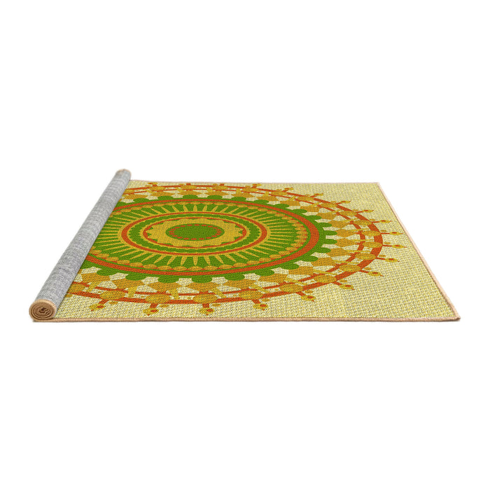 Sideview of Machine Washable Transitional Dark Golden Brown Rug, wshpat1917yw