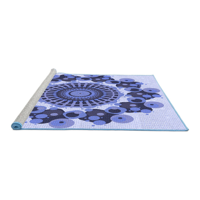 Sideview of Machine Washable Transitional Deep Periwinkle Purple Rug, wshpat1918blu