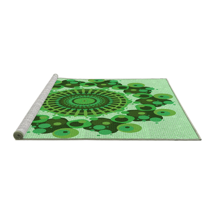 Sideview of Machine Washable Transitional Forest Green Rug, wshpat1918grn