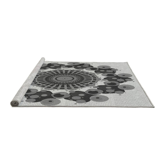 Sideview of Machine Washable Transitional Platinum Silver Gray Rug, wshpat1918gry