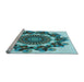 Sideview of Machine Washable Transitional Blue Rug, wshpat1918lblu