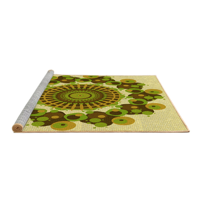Sideview of Machine Washable Transitional Dark Yellow Green Rug, wshpat1918yw